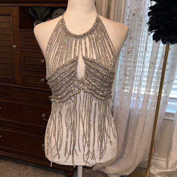 GIUSEPPE DI MORABITO Fringe Top in Silver - Picture 8 of 13